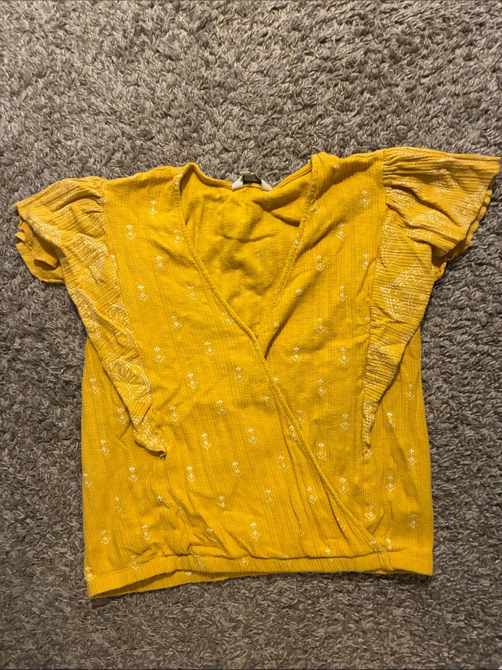 Women's Mustard Yellow Flutter Sleeve Wrap Top - Lucky Brand